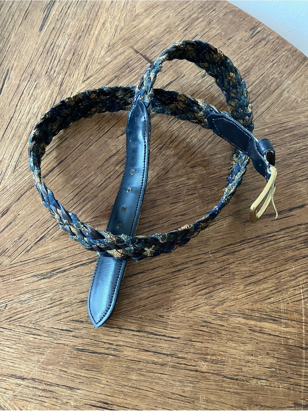 Leather & Silk Weaved Belt - Picture 3 of 6
